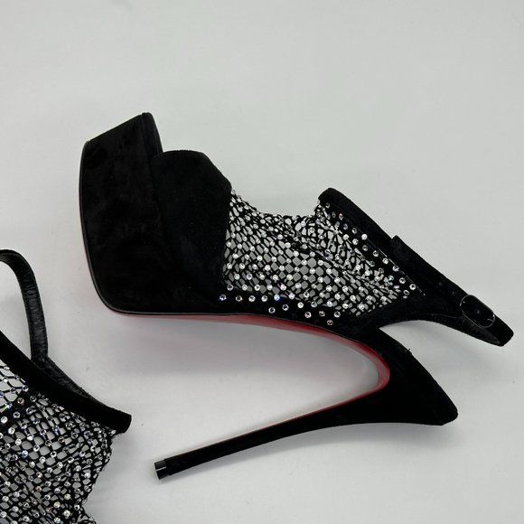 Christian Louboutin PLOUGESTA ALTA STRASS Fishnet Heels Pump Shoes Sandal - Picture 12 of 16